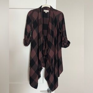 Plaid Open Front Cardigan
